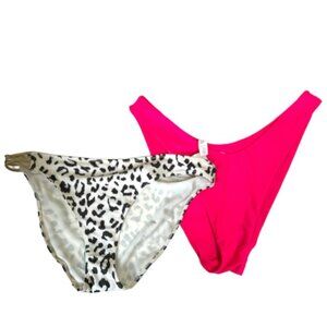 Aerie NEW 2 Leopard Print Cheekier Pink Cheeky Bikini Bottom Animal Swimsuit XXL